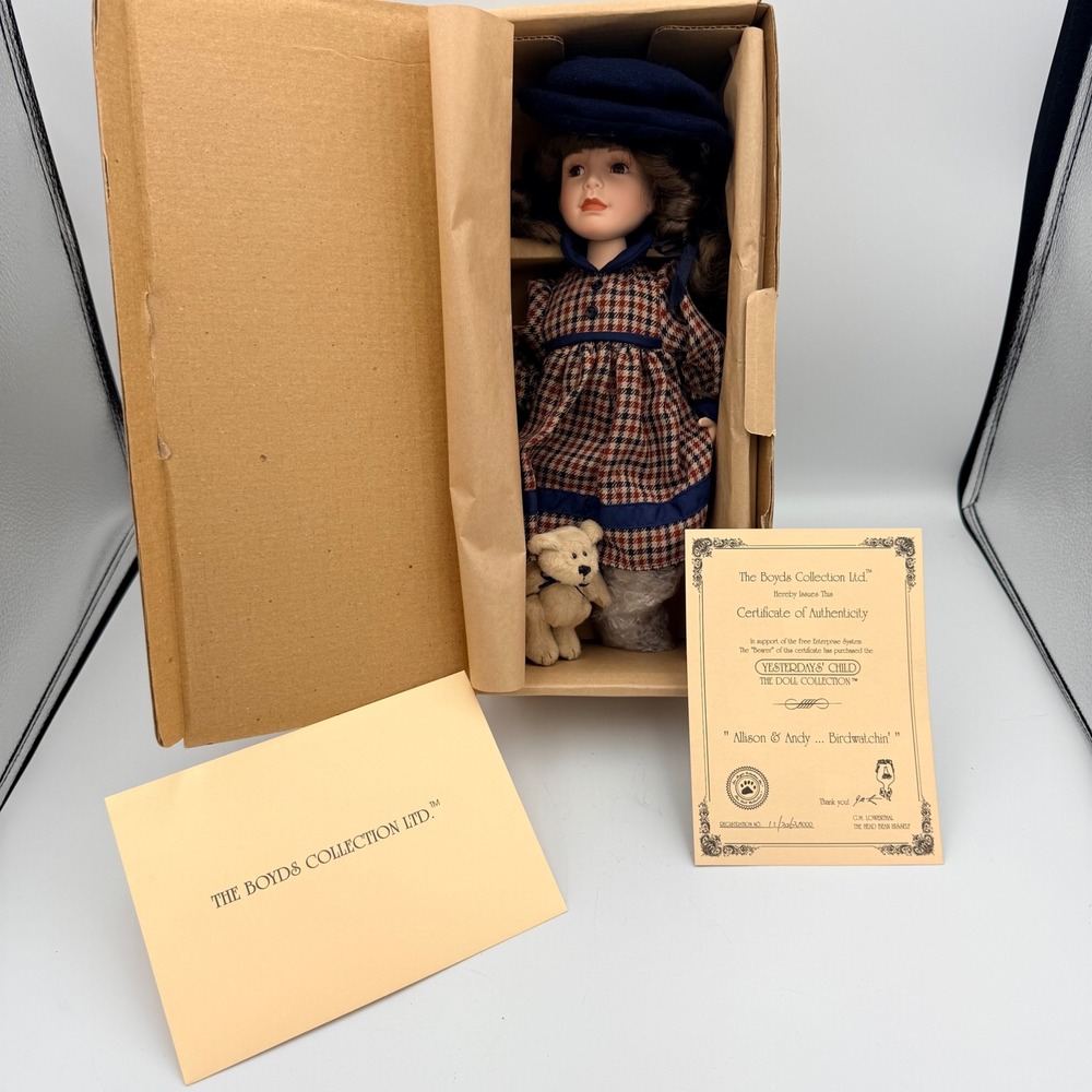 Boyds Collection Yesterdays Child Allison & Andy Birdwatchin Porcelain Doll 4802